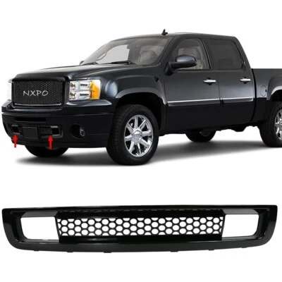 Gloss Black Front Bumper Lower Grille For 2007-2013 GMC Sierra 1500 Denali - Imagem 1 de 4