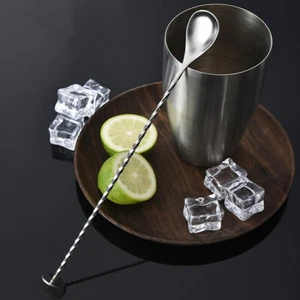 Stainless Steel Cocktail Bar Spiral Pattern Drink Shaker Muddler Mixing Spoon@_@ - Picture 1 of 10