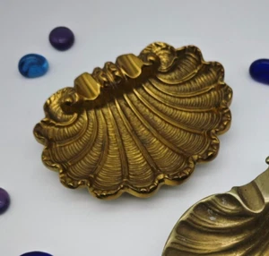 Aschenbecher Muschelform Messing glänzend Hollywood Regency M - Picture 1 of 5