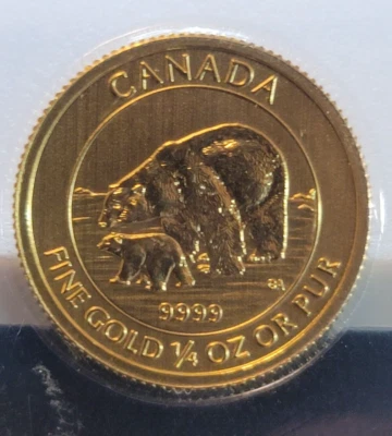 2015 1/4 oz $10 Canadian Gold Polar Bear and Cub .9999 Fine BU (Sealed) - Image 1 of 4