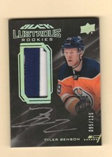 2020-21 UD SPX Black Lustrous Rookie Auto Patch #LPA-BE Tyler Benson RC 95/125