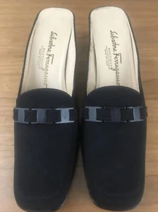 Salvatore Ferragamo Boutique Women's 8AA Black Slip On Mule Buckle - Picture 1 of 11