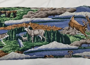 Cranston VIP Cotton Fabric 9.5 Yards x 45" Wildlife Alaska Bear Wolf Deer Sheep - Picture 1 of 17
