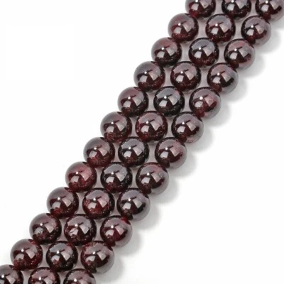 Natural Red Garnet Smooth Round Beads 2mm 4mm 6mm 8mm 10mm 12mm 15.5" Strand - Image 1 of 3