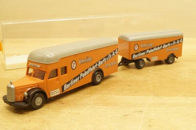 HO 1:87 Brekina 5512 Mercedes Benz MB L 6600 Möbelkofferzug " Bartz & Co " Con - Immagine 1 di 4