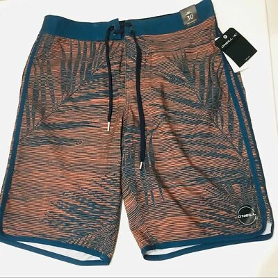 Shorts de prancha de surf masculino O'Neill laranja folha azul tamanho 30 novo com etiquetas - Imagem 1 de 4