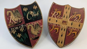 River Club For Gentleman Vintage Plaques Heraldic Shield Vintage Approx 9" - Foto 1 di 24