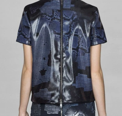 & Other Stories Top 12 14 UK Snake Sequin Zip Blue Navy Party Zip Occasion Xmas - Image 1 of 4