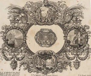 KRAUS (*1655) nach UFFENBACH (*1687), Emblematische Collage, Rad. Rokoko - Picture 1 of 5