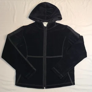 Vtg Benard Sport Full Zip Black Hoodie Jacket Long Sleeve Size Large Velour  - Picture 1 of 6