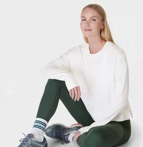 Sweaty Betty Organic Cotton After Class Crop Sweatshirt/Top - Lily White - XS - Picture 1 of 6