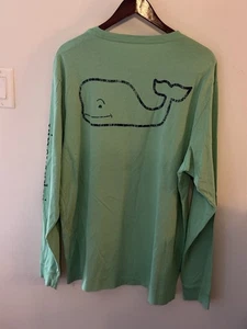 Vineyard Vines Long Sleeve T-Shirt men’s large mint green blue spell out/ whale - Picture 1 of 7