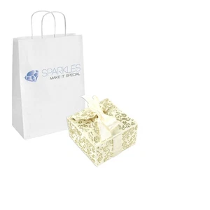 10 Ivory Gold Large Ribbon Wedding Favor Gift Boxes Party Event Candy Box - Picture 1 of 5