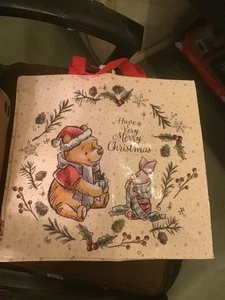 DISNEY WINNE THE POOH HAPPY XMAS  LARGE CANVAS GIFT BAG  BIRTHDAY PRESENTS - Picture 1 of 2