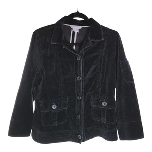 CAbi Velvet Jacket Blazer Button Front Pockets Black Size M Cotton Boho - Picture 1 of 7