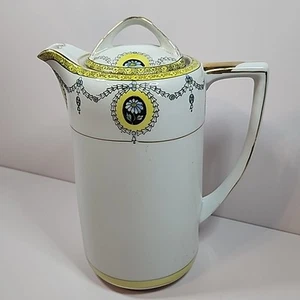 Vintage Noritake Morimura Japan Kaffee Schokolade Kanne gelb schwarz Gänseblümchen Girlande Swag - Bild 1 von 12