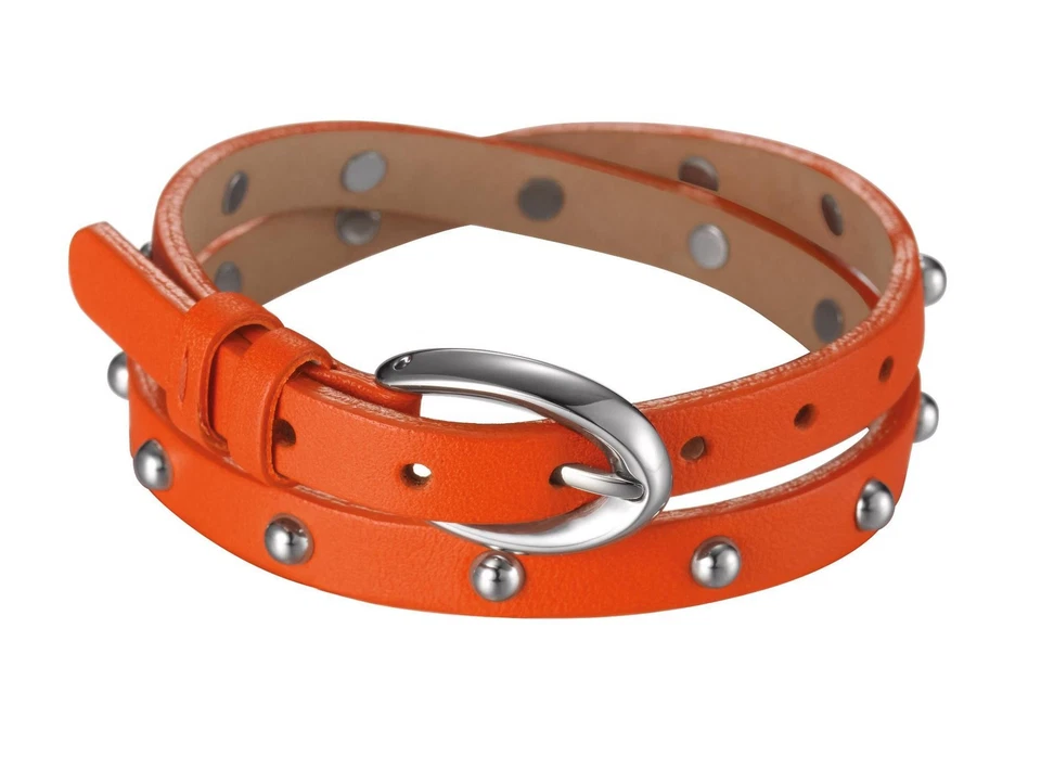 Esprit Armband Lederband Edelstahl Orange Silber 38cm Dornschließe ESBR11335F380 - Bild 1 von 1