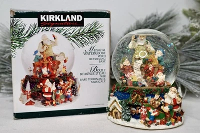Kirkland Christmas Musical Water Snow Globe Revolving Base Santa’s Workshop Box - Image 1 of 4