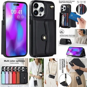 Funda Acordeón Billetera Ranura para Tarjeta + Correa para Muñeca/Hombro para iPhone 16 15 14 13 12 - Imagen 1 de 30