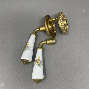 Vintage Art Deco LIMOGES Porcelain Door Handles Door Knobs FRENCH Floral Pattern - Picture 1 of 7