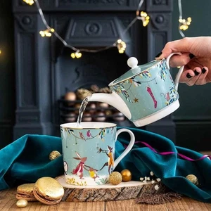 Sara Miller Christmas Woodland Tales Merry Band Tea For One Set By Portmeirion - Picture 1 of 3