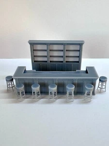 Vintage Bar For Pubs Restaurants Cafes , O Scale 1:48 Grey Unpainted - Picture 1 of 4