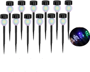 12PCS RGB LED Outdoor Plastics Garden Solar Powered Landscape Light Lamp Patio L - Picture 1 of 12