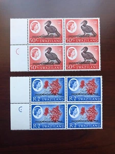 Swaziland 1968 Scott #157a & 159a Blocks of 4 QEII Mint NH - Picture 1 of 3