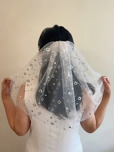 pink tulle shinning star Bachelorette Veil Valentine's Day Cute sparkly Bridal S - Picture 1 of 4