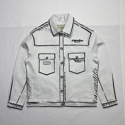 Giacca denim Fendi X Joshua Vides California Sky nero bianco marcatore fumetti