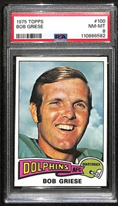 1975 Topps Football Card #100 Bob Griese HOF Miami Dolphins PSA 8 NM-MT 7988 - Picture 1 of 4