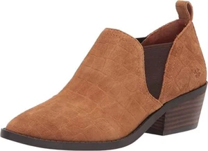 Lucky Brand Fallo Topanga Tan Suede Western Block Heel Pointed Casual Bootie - Picture 1 of 1
