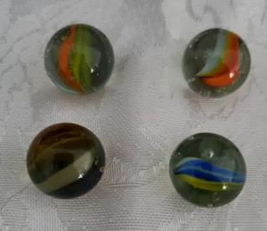 Vintage Cat's Eye Marbles Multi Color, Multiple Vane Bubble Glass Lot of 4 - Picture 1 of 3