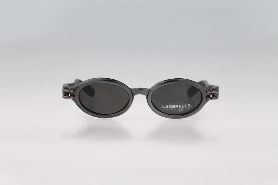 Lagerfeld 4132 10, Vintage Años 90 Gris Único Steampunk Ovalado Gafas de Sol Mujer, Nuevo de Lote Antiguo Foto 1 de 4