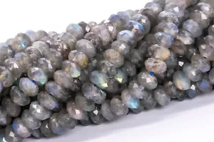 6-7x3MM Genuine Natural Labradorite Beads Grade AAA Faceted Rondelle Loose Beads - Picture 1 of 4