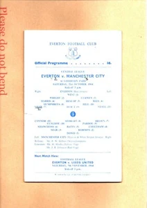 Everton v Manchester City 31st Oct 1964 - Central League (Reserves) Programme - Picture 1 of 1