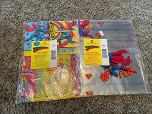 Superman Gift Wrap Paper Vintage Comic DC Comics American Greet Lot Of 2 Packs - Picture 1 of 5