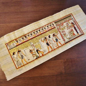Huge Large Handmade Papyrus Egyptian Judgment Day Art Painting...32"x12" Inches - Picture 1 of 8