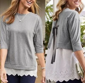 Matilda Jane Size S Eyelet Lace In the Clouds Top Bow Tie Back Boho Feminine - Picture 1 of 15