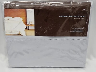 Hudson Park Cloud Blue Queen Flat Sheet Egyptian Cotton 600 Tc New - Image 1 of 4