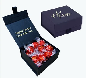 Personalised black box lindt chocolate balls gold foil mothers day birthday gift - Picture 1 of 2