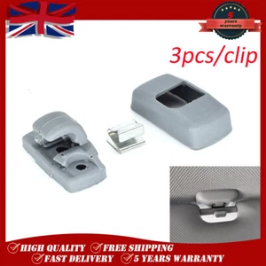 2x Grey Sun Visor Clip For VW Transporter T5 Caddy Golf Passat Beetle 3B0857561B - Picture 1 of 10