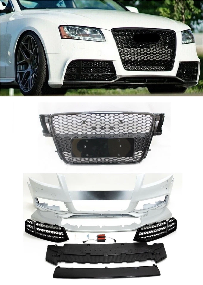 front bumper grille valance conversion set kit for 2008- 12  A5, S5 RS5 style - Изображение 1 из 4