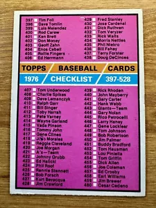 Béisbol Topps 1976 lista de verificación sin marcar #526 casi nuevo/como nuevo ¡raro! ¡Sin marca!! - Imagen 1 de 2