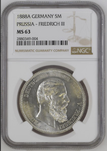 1888 A Germany 5 Mark Prussia - Friedrich III MS 63