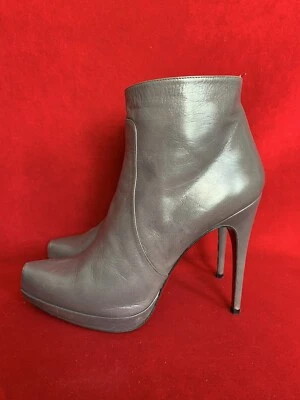 Cesare Paciotti Grey Leather Ankle Booties With Platform Size 40 - Image 1 of 4