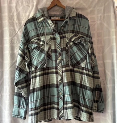 Arizona Jean Co Flannel Shirt/Jacket with Hood Women’s Sz M - Image 1 of 4