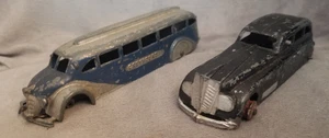 De colección Años 30 Tootsietoy JUMBO TORPEDO Streamline Sedán #1018 y Autobús Greyhound #1045 - Imagen 1 de 6
