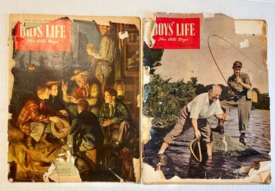 Boy’s  Life 1948 Lot Of 2 Magazines- Covers Are Poor-Great Advertising-Babe Ruth - Image 1 of 4