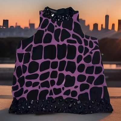 真丝衬衫吊带上衣女式 S 有内衬串珠商务晚装 — 第 1/4 张图片